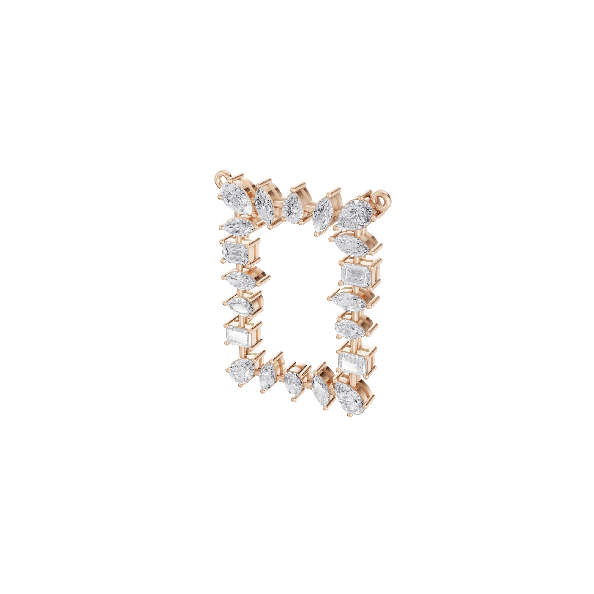 Aarinya Geometric Fancy-Cut Open-Halo Diamond Pendant, Ethereal Emerald, Pear & Marquise Diamond Mosaic Pendant