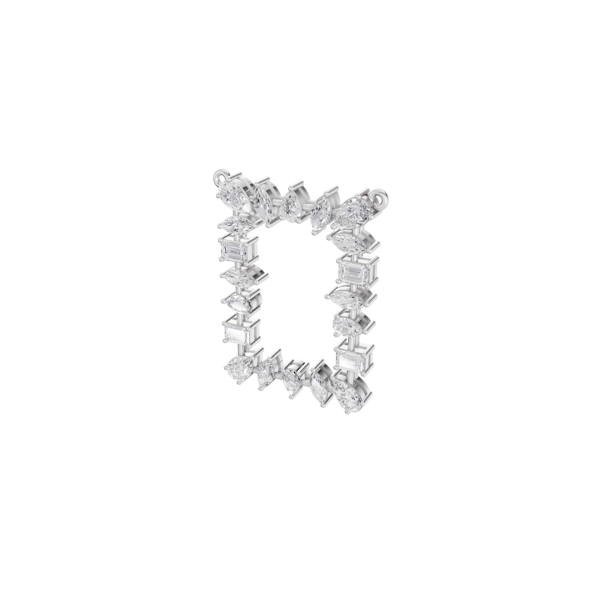 Aarinya Geometric Fancy-Cut Open-Halo Diamond Pendant, Ethereal Emerald, Pear & Marquise Diamond Mosaic Pendant