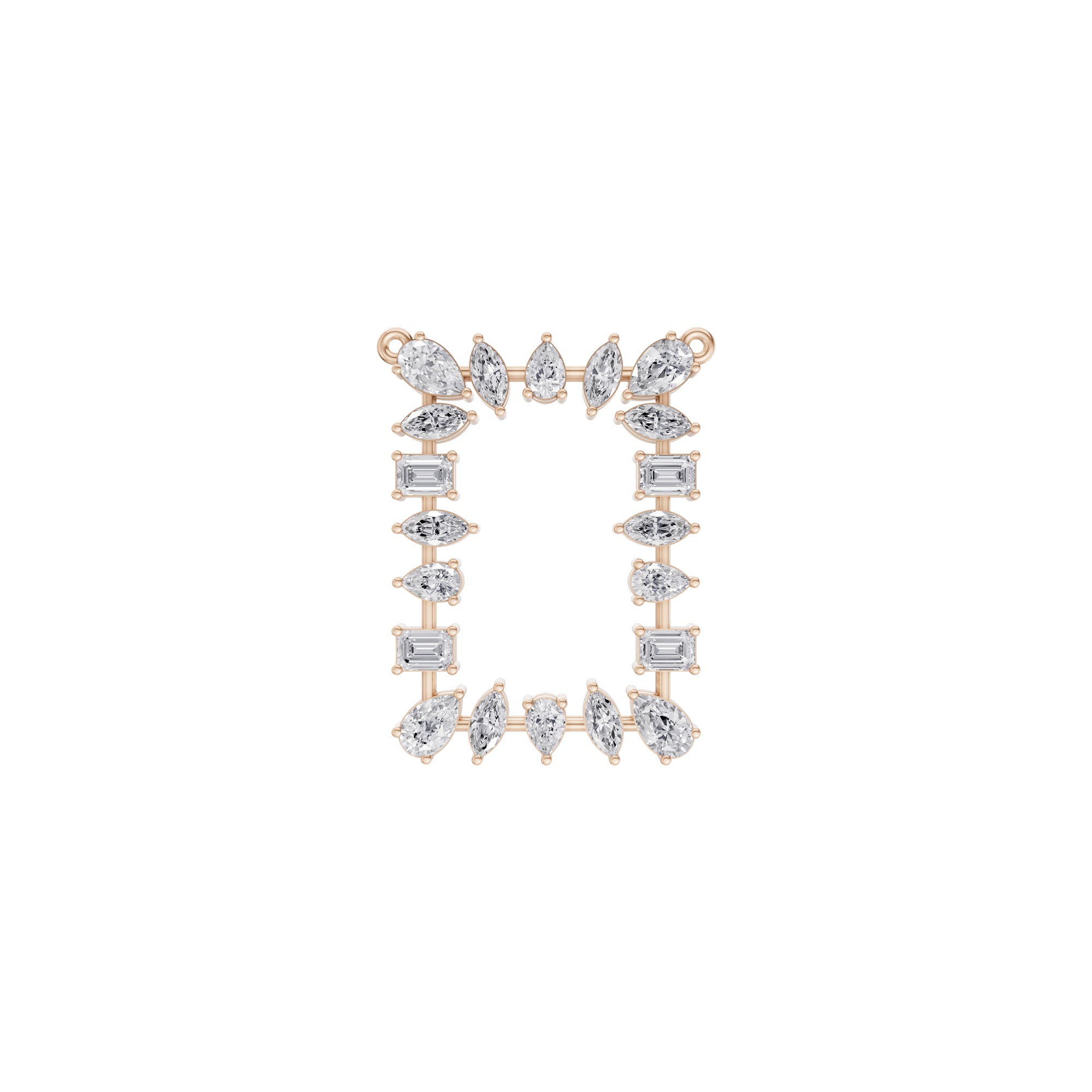 Aarinya Geometric Fancy-Cut Open-Halo Diamond Pendant, Ethereal Emerald, Pear & Marquise Diamond Mosaic Pendant