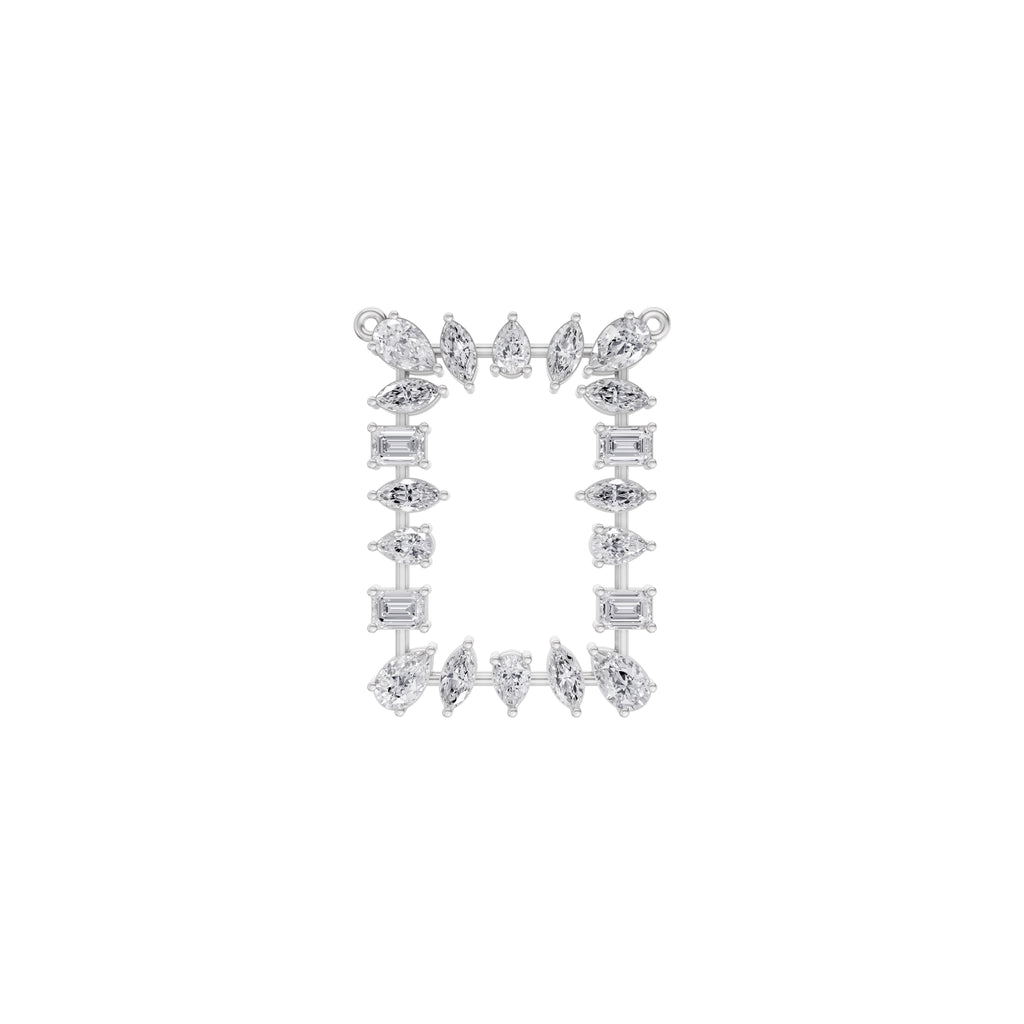 Aarinya Geometric Fancy-Cut Open-Halo Diamond Pendant, Ethereal Emerald, Pear & Marquise Diamond Mosaic Pendant