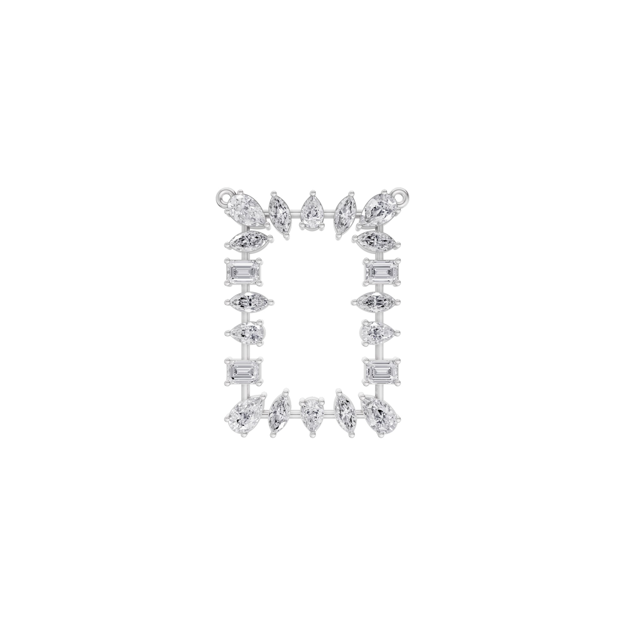 Aarinya Geometric Fancy-Cut Open-Halo Diamond Pendant, Ethereal Emerald, Pear & Marquise Diamond Mosaic Pendant