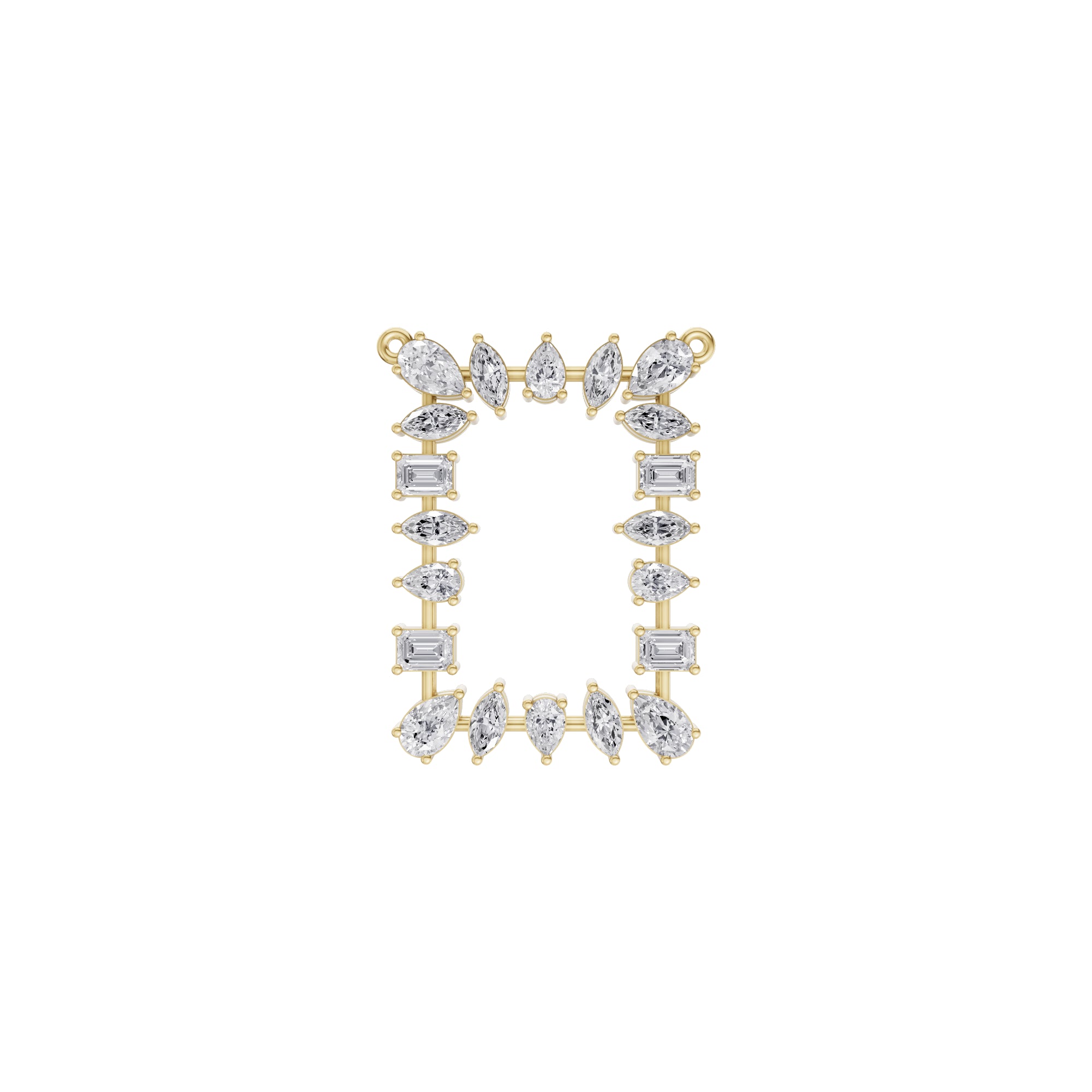 Aarinya Geometric Fancy-Cut Open-Halo Diamond Pendant, Ethereal Emerald, Pear & Marquise Diamond Mosaic Pendant