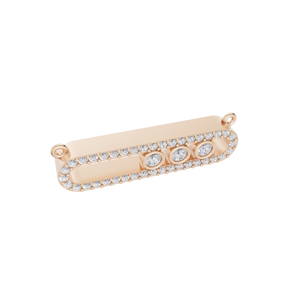 Aarinya Bezel Trio Floating Diamond Bar Pendant, The Kinetic Triad Horizontal Bar Pendant