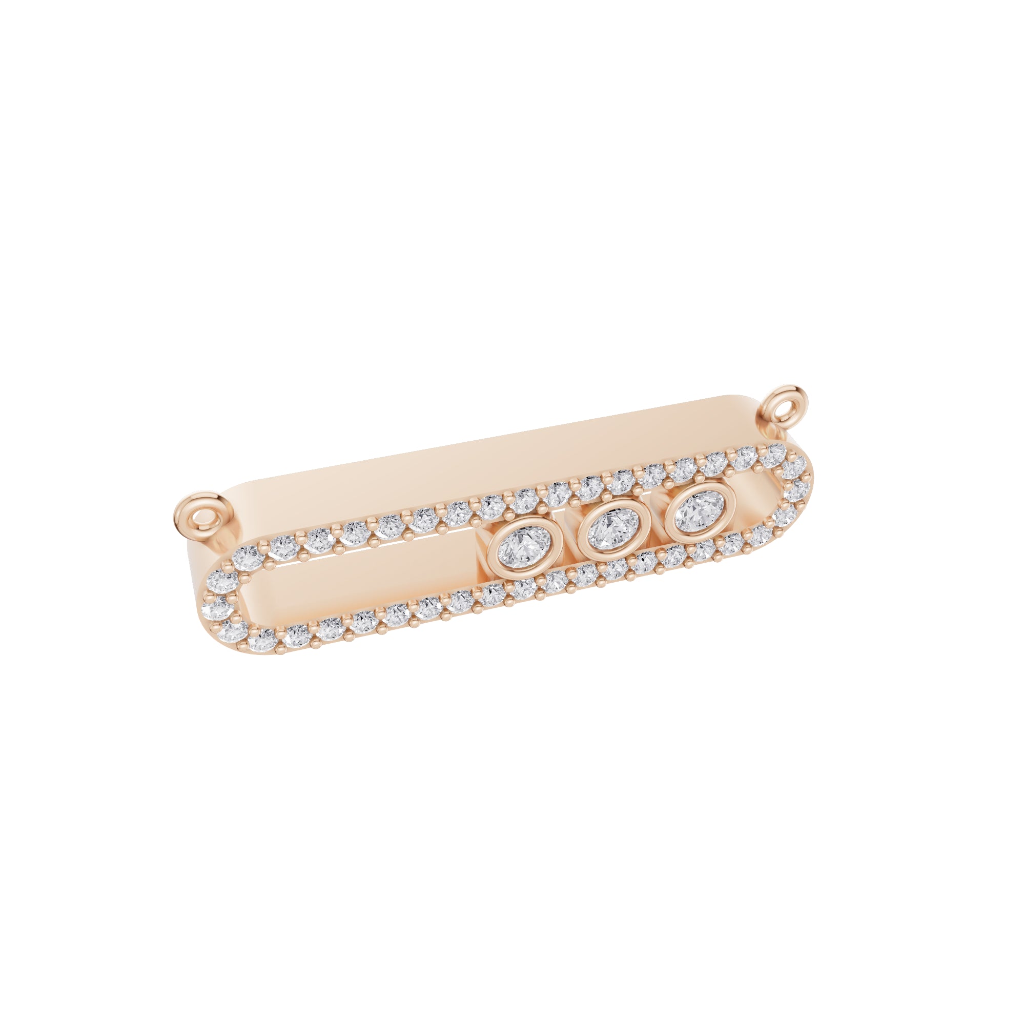 Aarinya Bezel Trio Floating Diamond Bar Pendant, The Kinetic Triad Horizontal Bar Pendant