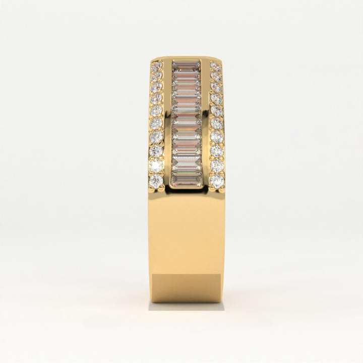 Aarinya Men's Emerald-Cut Diamond Signet Band, The Grand Architectural Step-Cut Men's Ring, The Matrix Bezel Channel Men's Statement Ring