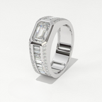 Aarinya Men's Emerald-Cut Diamond Signet Band, The Grand Architectural Step-Cut Men's Ring, The Matrix Bezel Channel Men's Statement Ring