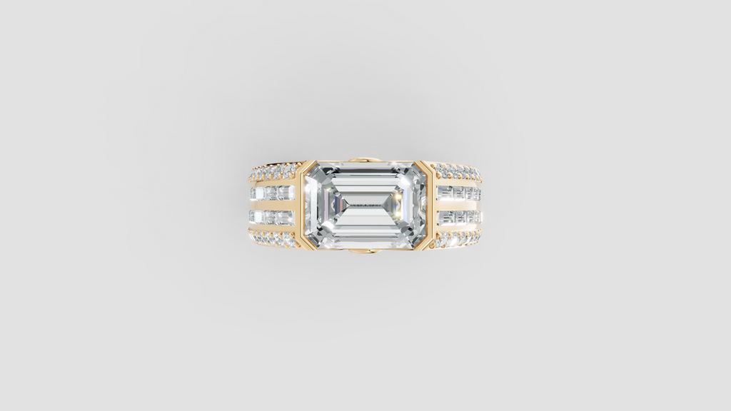 The Sovereign Emerald-Cut Statement Ring, Monarch Multi-Row Lab-Grown Diamond Band