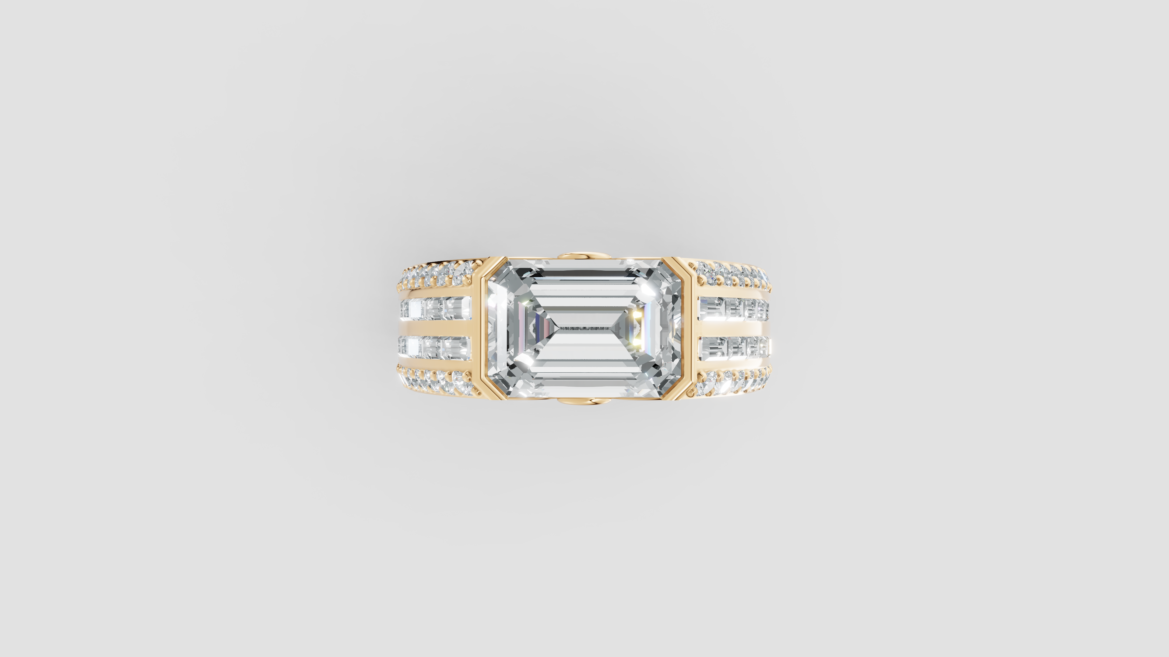 The Sovereign Emerald-Cut Statement Ring, Monarch Multi-Row Lab-Grown Diamond Band