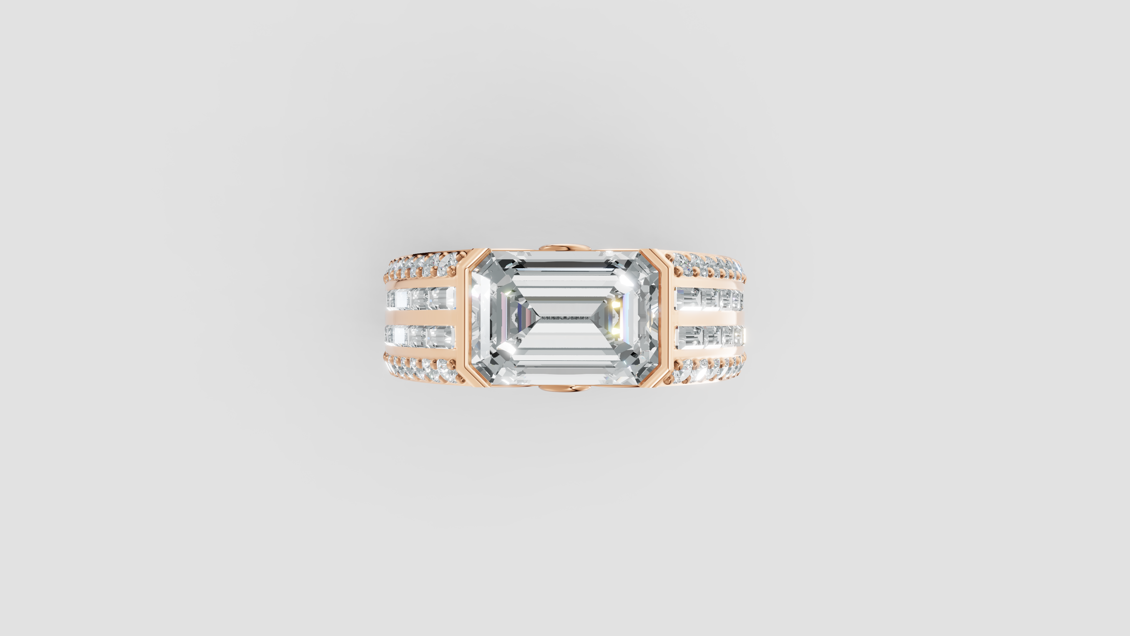 The Sovereign Emerald-Cut Statement Ring, Monarch Multi-Row Lab-Grown Diamond Band