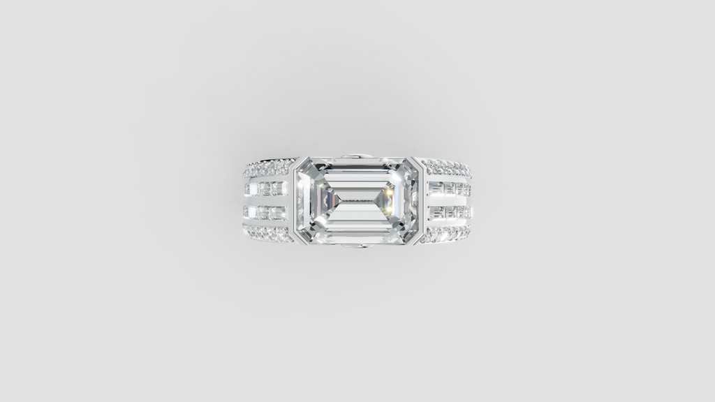 The Sovereign Emerald-Cut Statement Ring, Monarch Multi-Row Lab-Grown Diamond Band
