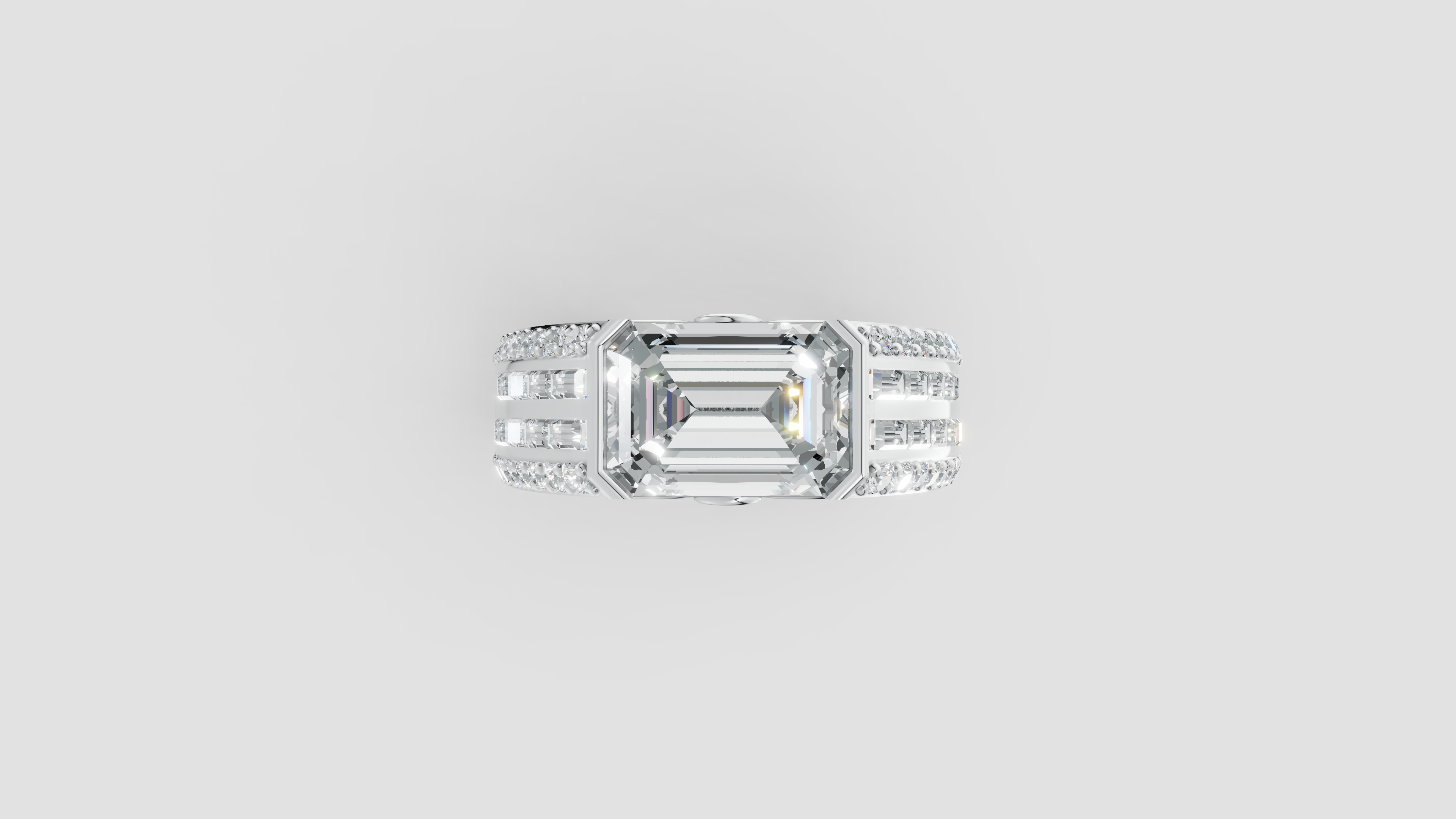 The Sovereign Emerald-Cut Statement Ring, Monarch Multi-Row Lab-Grown Diamond Band