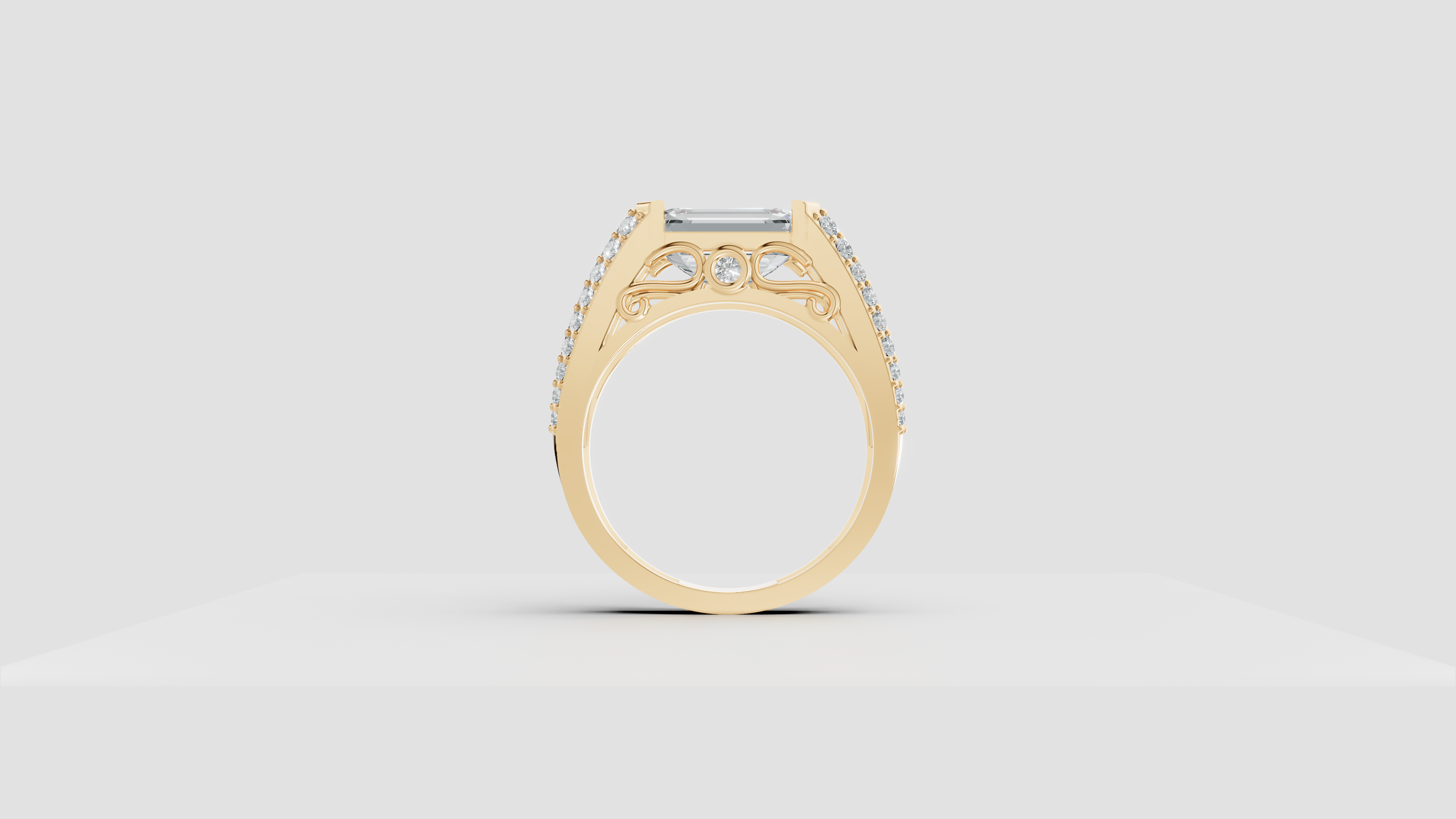 The Sovereign Emerald-Cut Statement Ring, Monarch Multi-Row Lab-Grown Diamond Band
