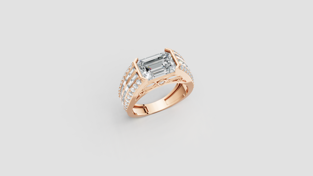 The Sovereign Emerald-Cut Statement Ring, Monarch Multi-Row Lab-Grown Diamond Band
