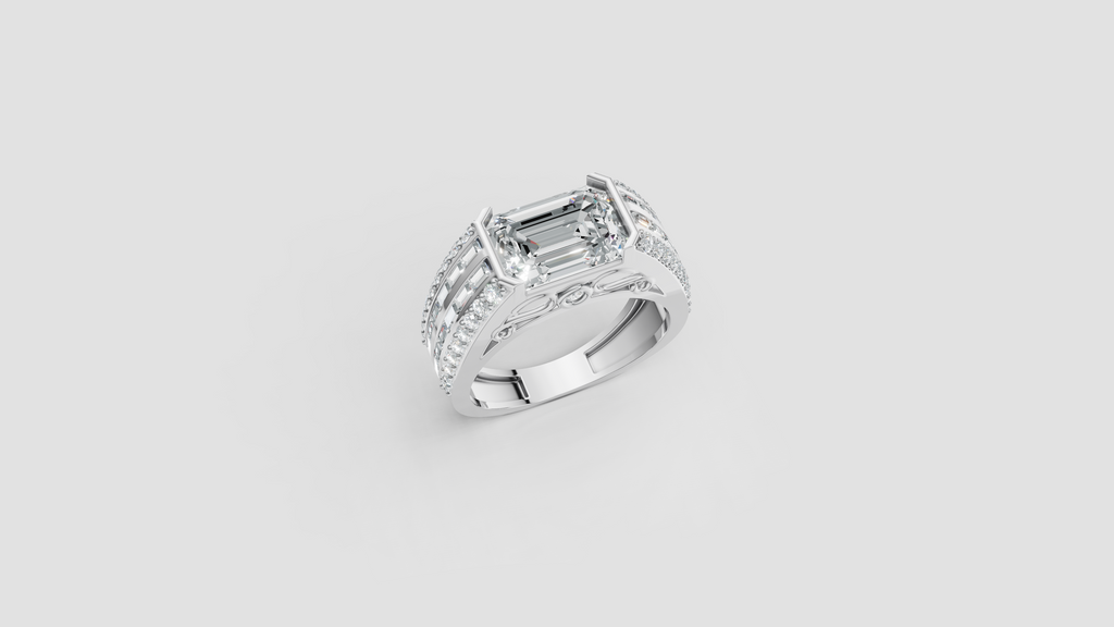 The Sovereign Emerald-Cut Statement Ring, Monarch Multi-Row Lab-Grown Diamond Band