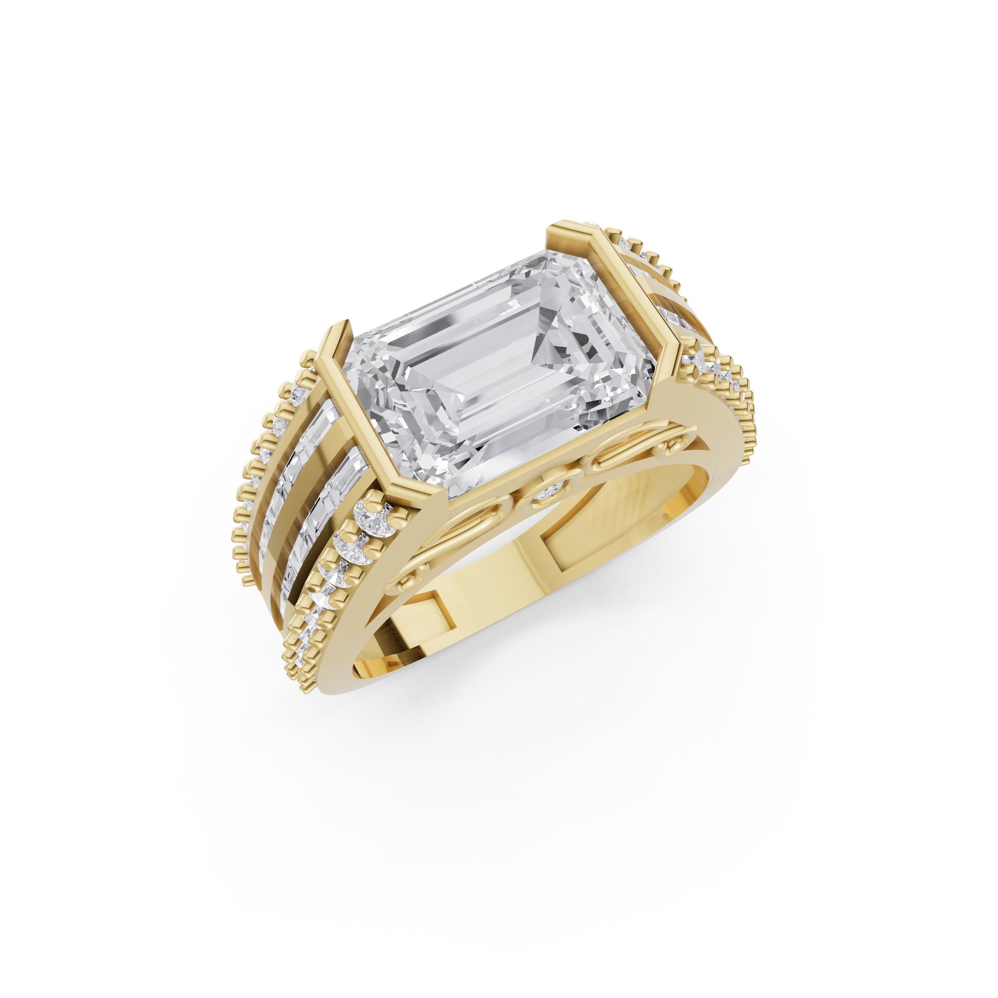 The Sovereign Emerald-Cut Statement Ring, Monarch Multi-Row Lab-Grown Diamond Band