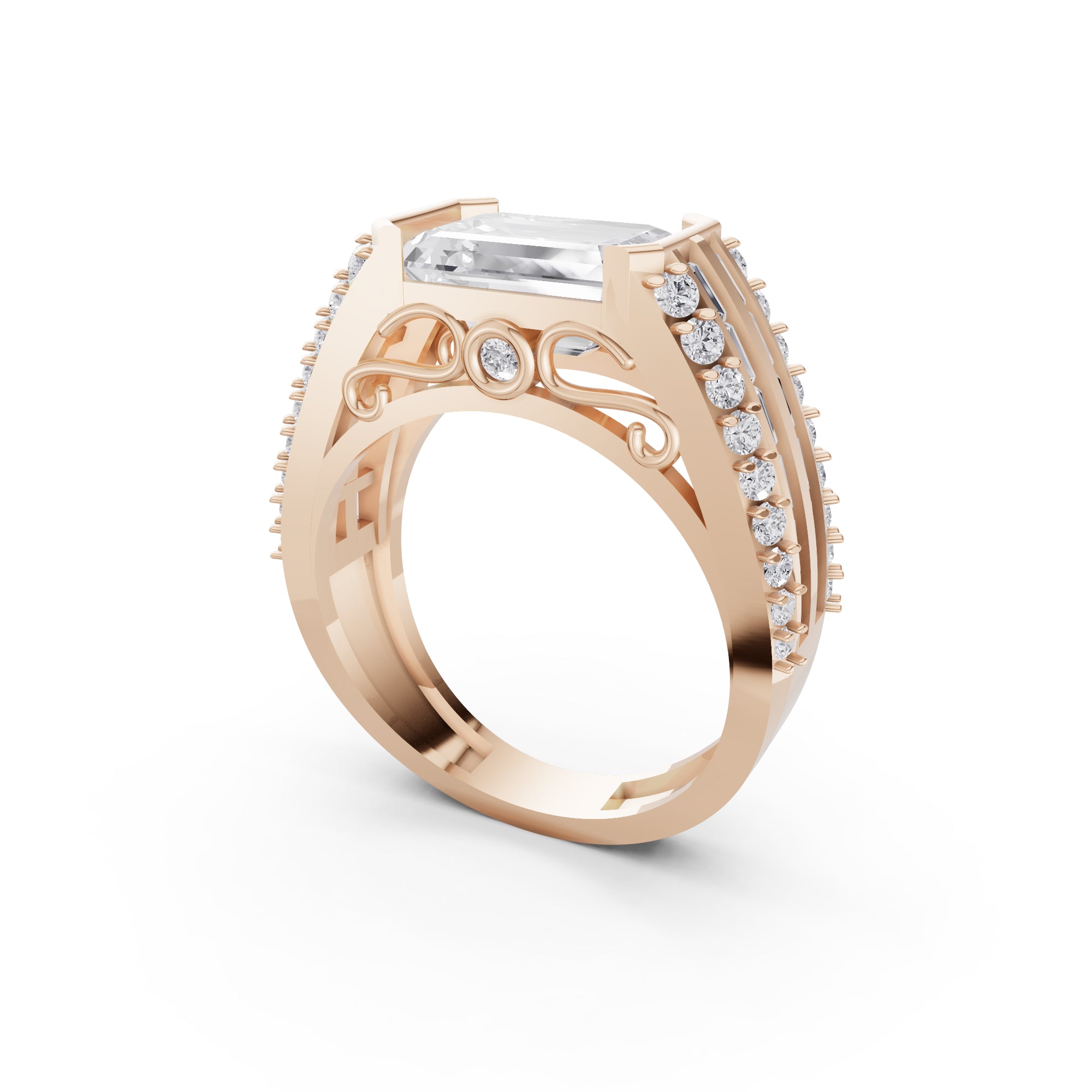 The Sovereign Emerald-Cut Statement Ring, Monarch Multi-Row Lab-Grown Diamond Band