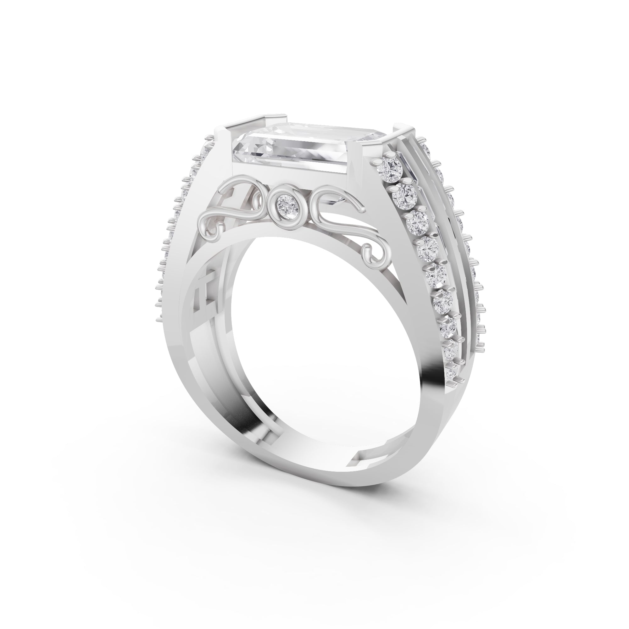 The Sovereign Emerald-Cut Statement Ring, Monarch Multi-Row Lab-Grown Diamond Band