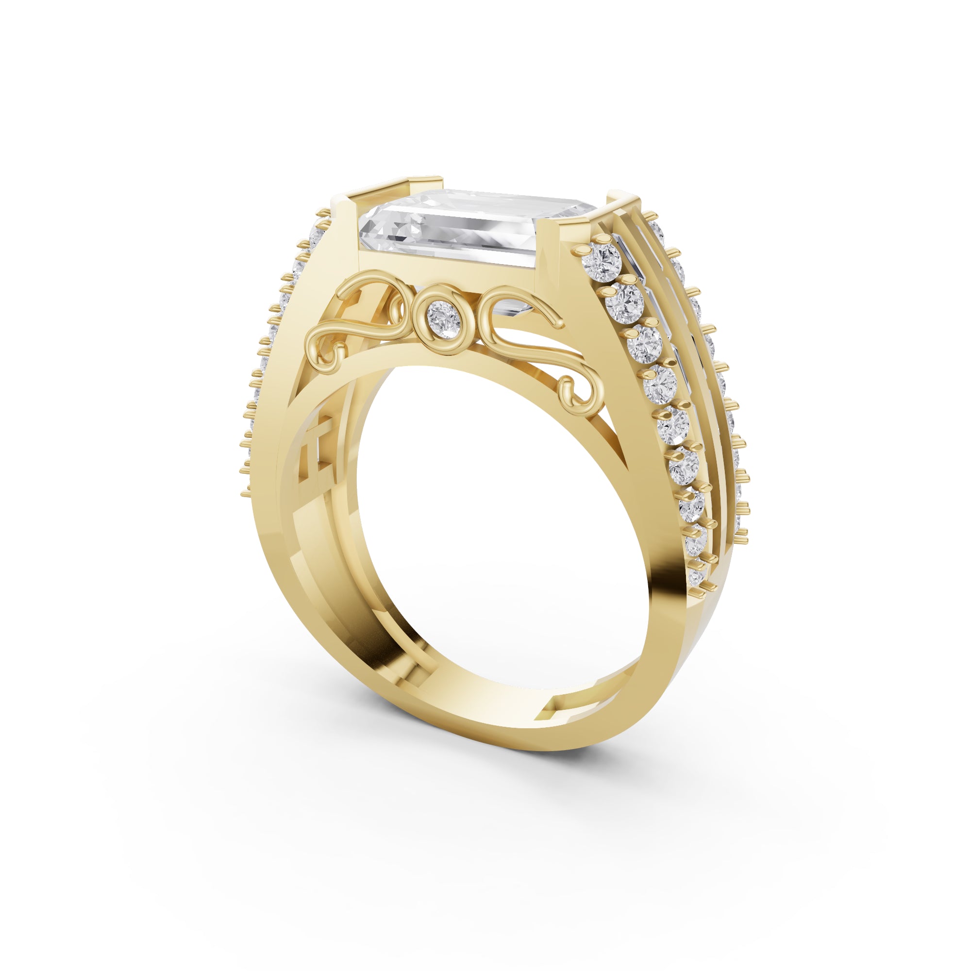 The Sovereign Emerald-Cut Statement Ring, Monarch Multi-Row Lab-Grown Diamond Band
