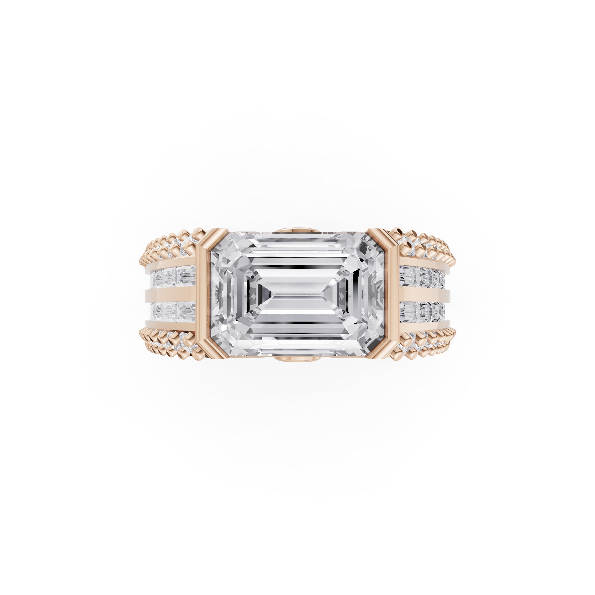 The Sovereign Emerald-Cut Statement Ring, Monarch Multi-Row Lab-Grown Diamond Band