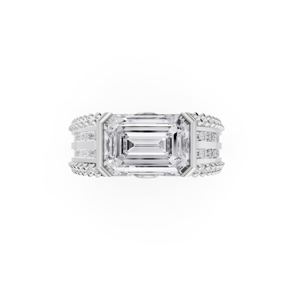 Aarinya Sovereign Multi-Row Emerald-Cut Statement Diamond Ring