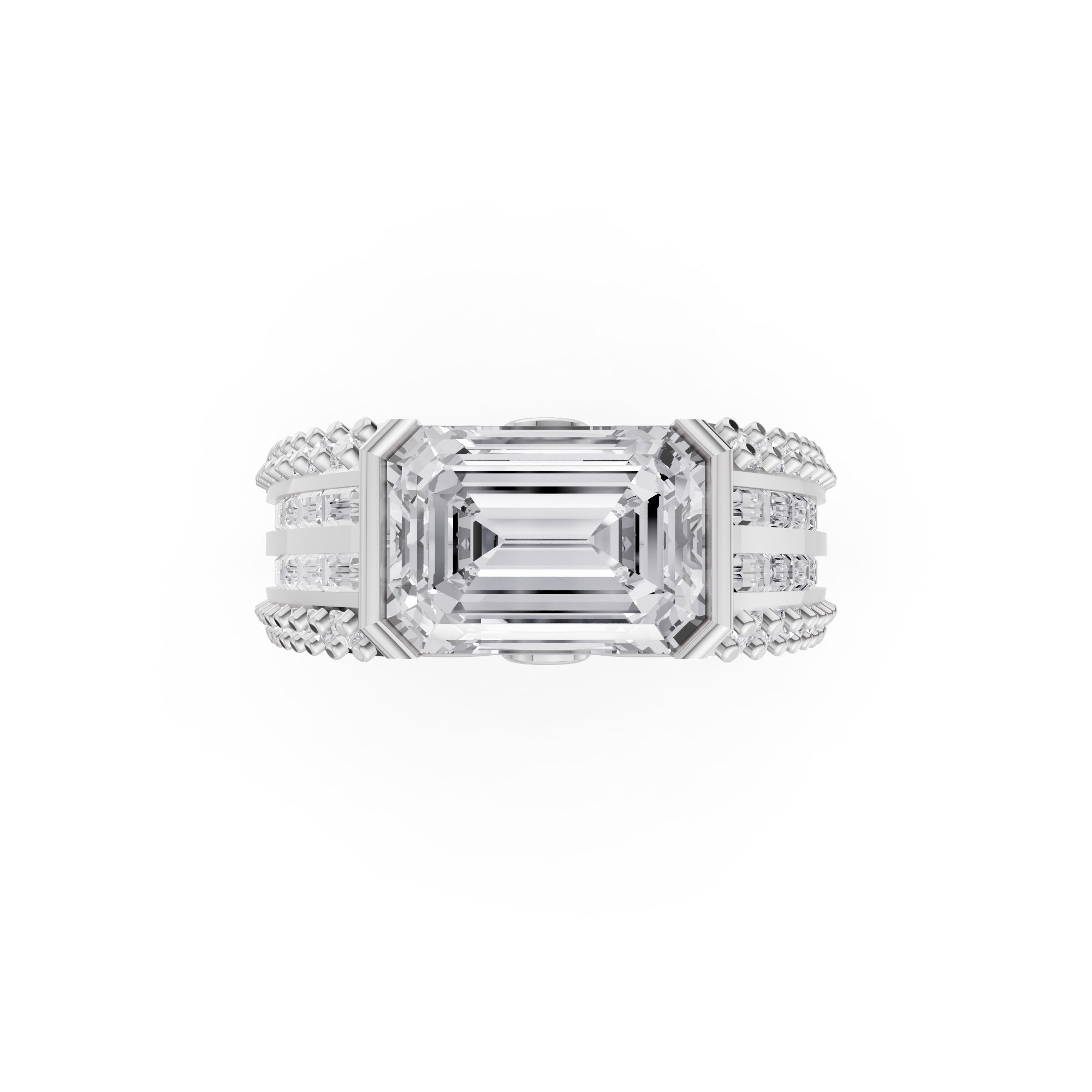 The Sovereign Emerald-Cut Statement Ring, Monarch Multi-Row Lab-Grown Diamond Band