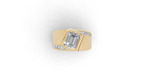 Aarinya Bezel Emerald Cut Men's Ring, Vanguard Asymmetric Lab-Grown Diamond Ring