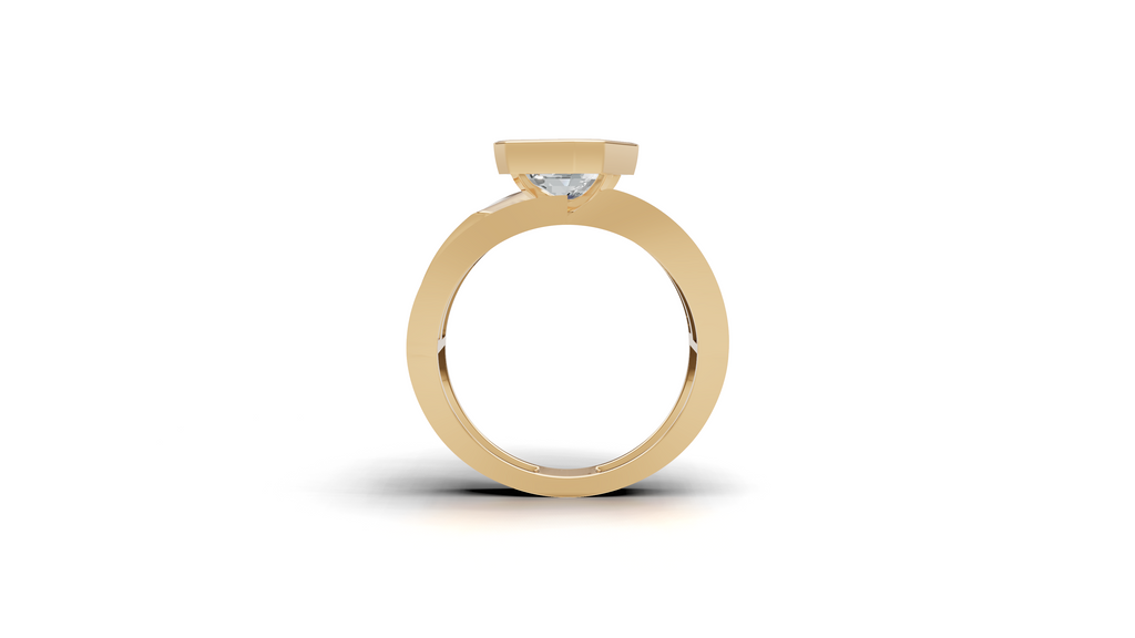 Aarinya Bezel Emerald Cut Men's Ring, Vanguard Asymmetric Lab-Grown Diamond Ring