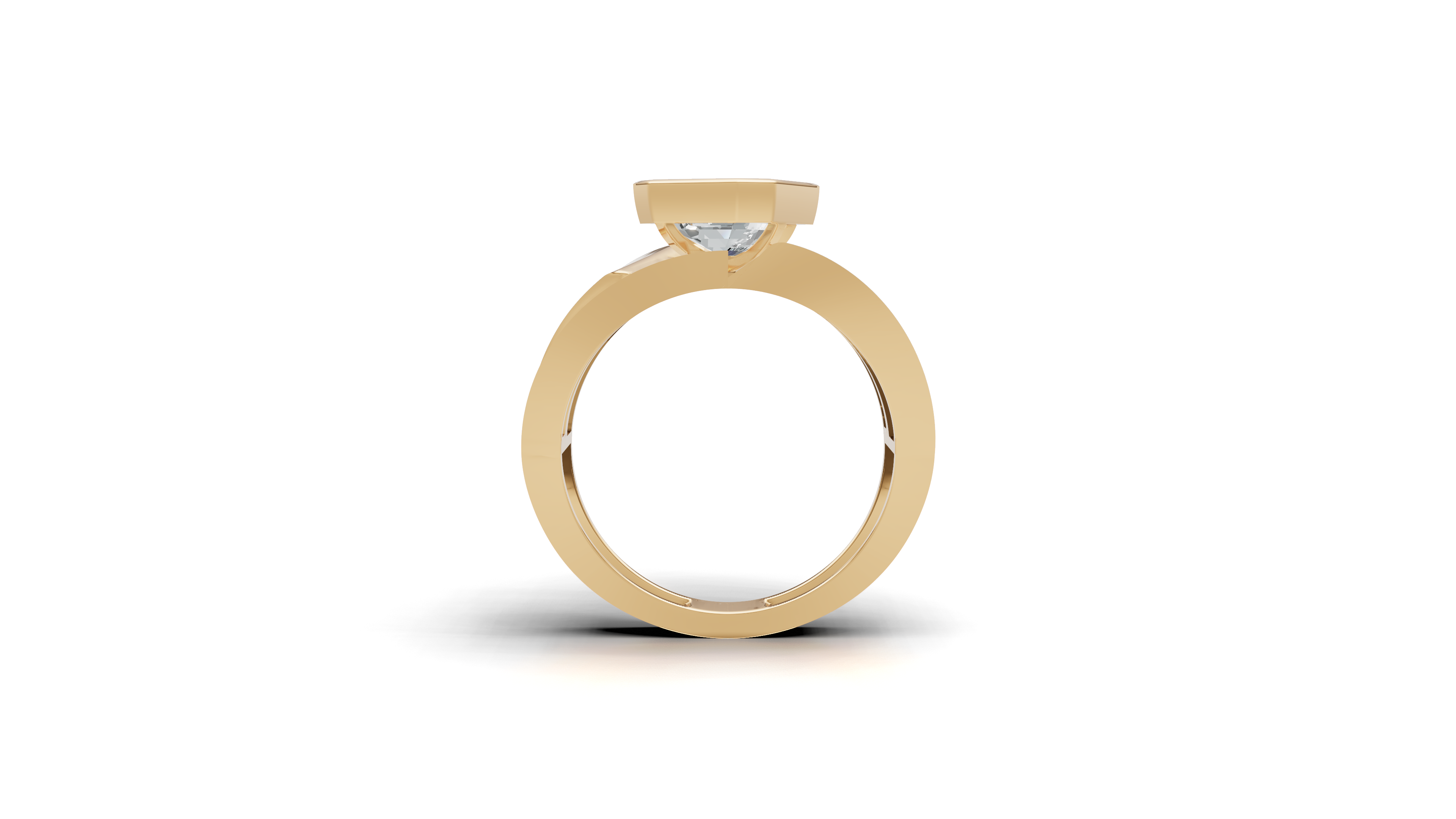 Aarinya Bezel Emerald Cut Men's Ring, Vanguard Asymmetric Lab-Grown Diamond Ring