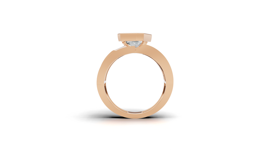 Aarinya Bezel Emerald Cut Men's Ring, Vanguard Asymmetric Lab-Grown Diamond Ring