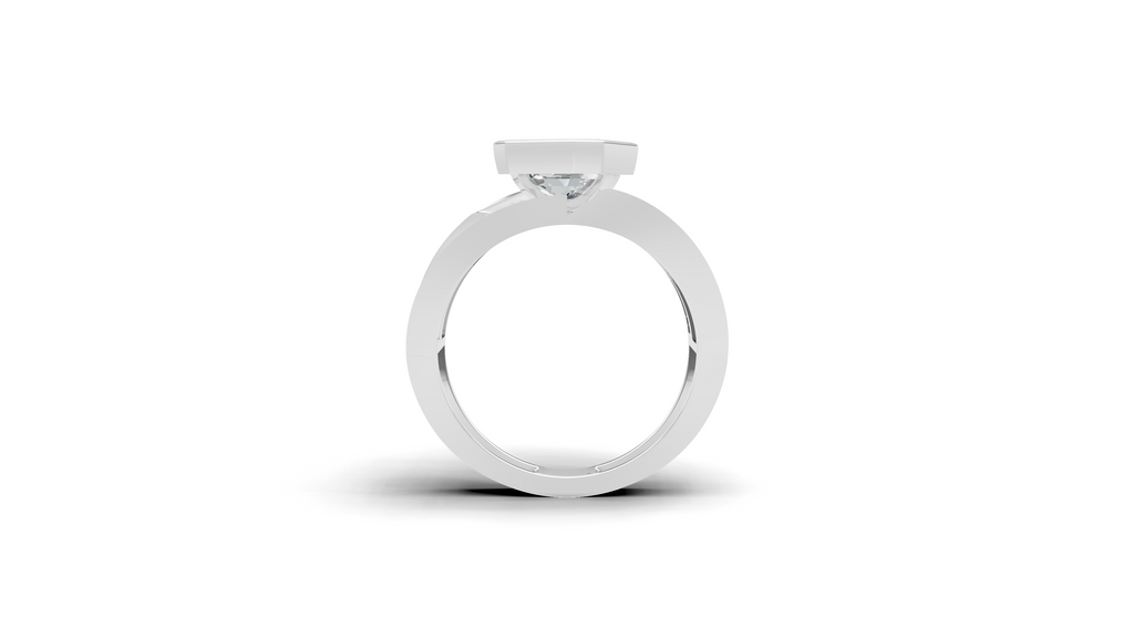 Aarinya Bezel Emerald Cut Men's Ring, Vanguard Asymmetric Lab-Grown Diamond Ring