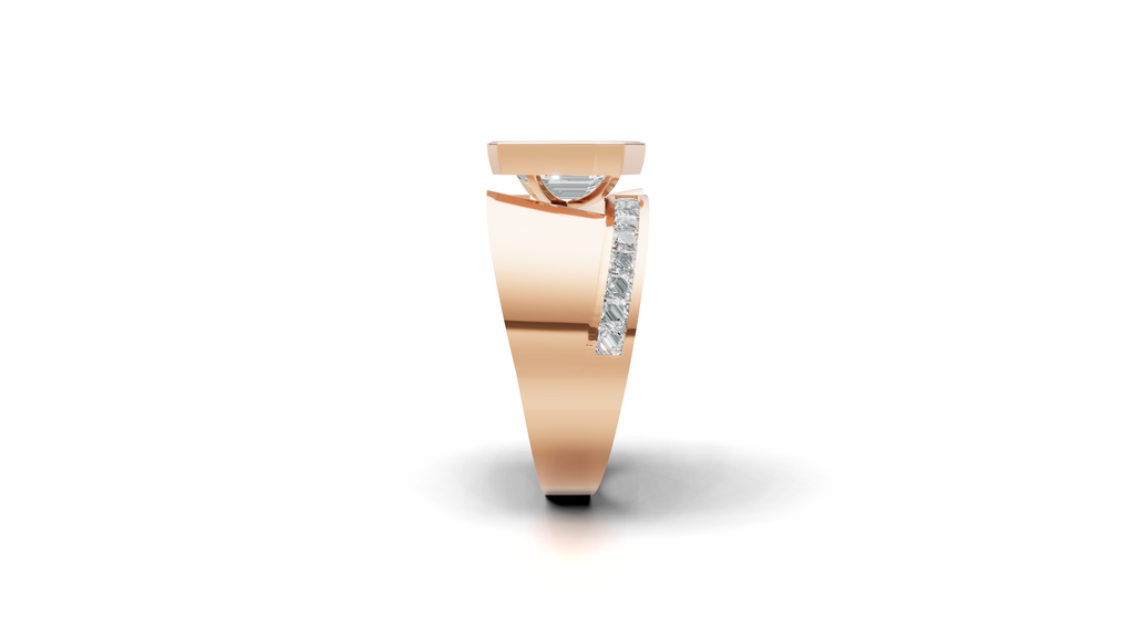 Aarinya Bezel Emerald Cut Men's Ring, Vanguard Asymmetric Lab-Grown Diamond Ring