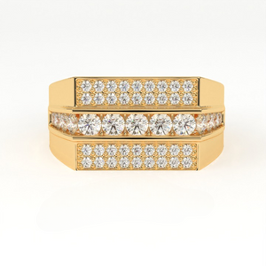 Aarinya Men's Multi-Row Diamond Signet Ring