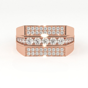 Aarinya Men's Multi-Row Diamond Signet Ring