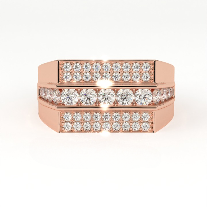 Aarinya Men's Multi-Row Diamond Signet Ring, The Grand Tiered Men's General Ring, The Matrix Channel Men's Ring