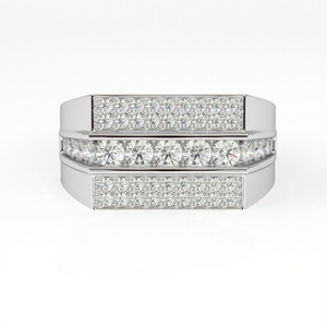 Aarinya Men's Multi-Row Diamond Signet Ring