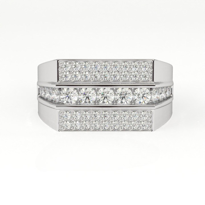 Aarinya Men's Multi-Row Diamond Signet Ring, The Grand Tiered Men's General Ring, The Matrix Channel Men's Ring