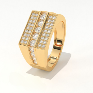 Aarinya Men's Multi-Row Diamond Signet Ring