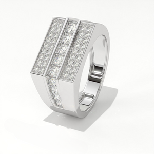 Aarinya Men's Multi-Row Diamond Signet Ring