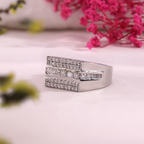 Aarinya Men's Multi-Row Diamond Signet Ring, The Grand Tiered Men's General Ring, The Matrix Channel Men's Ring