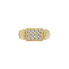 Aarinya Geometric Diamond Signet Ring, The Sovereign Pave Grid Men's Diamond Ring
