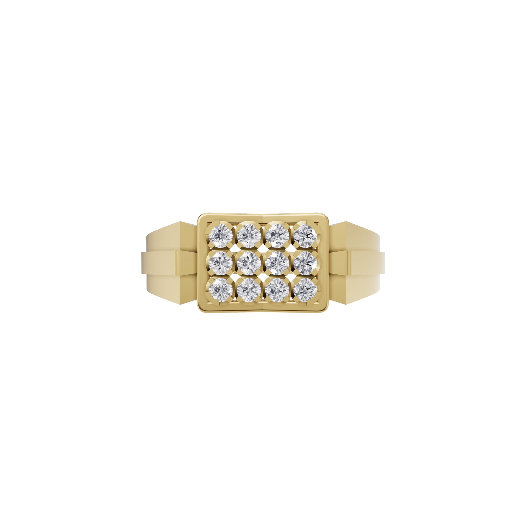 Aarinya Geometric Diamond Signet Ring, The Sovereign Pave Grid Men's Diamond Ring