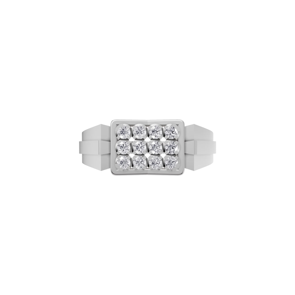 Aarinya Geometric Diamond Signet Ring, The Sovereign Pave Grid Men's Diamond Ring