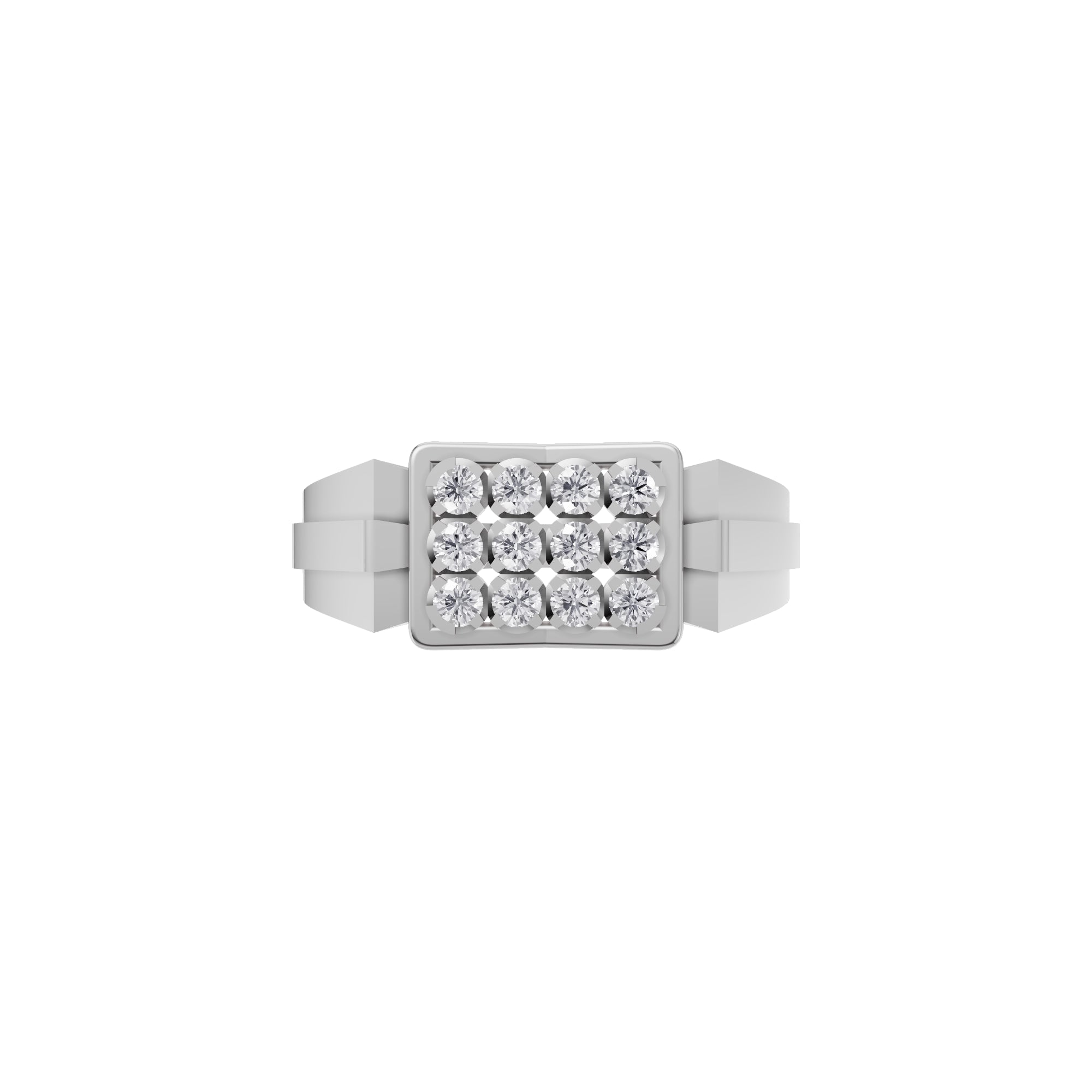Aarinya Geometric Diamond Signet Ring, The Sovereign Pave Grid Men's Diamond Ring