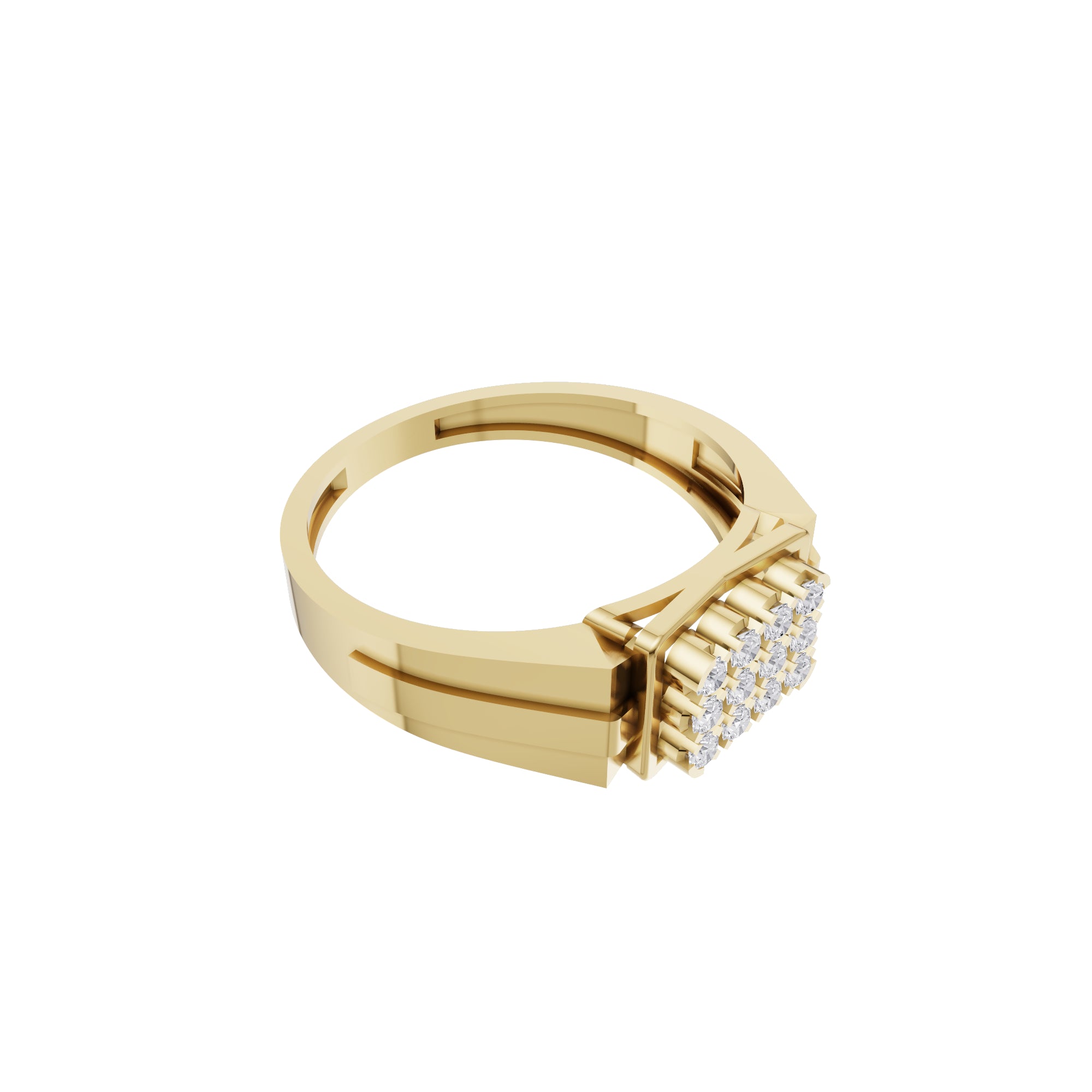 Aarinya Geometric Diamond Signet Ring, The Sovereign Pave Grid Men's Diamond Ring