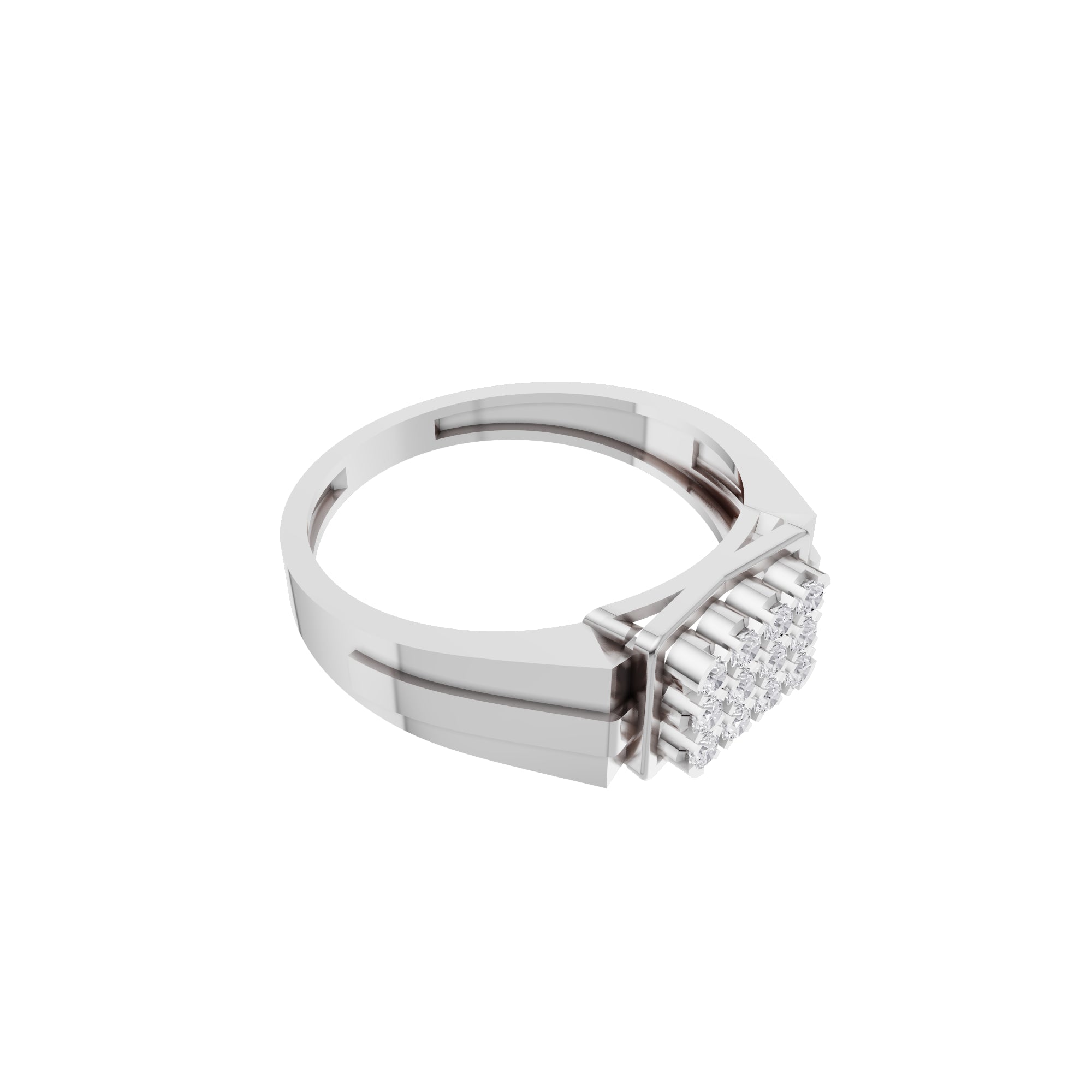 Aarinya Geometric Diamond Signet Ring, The Sovereign Pave Grid Men's Diamond Ring
