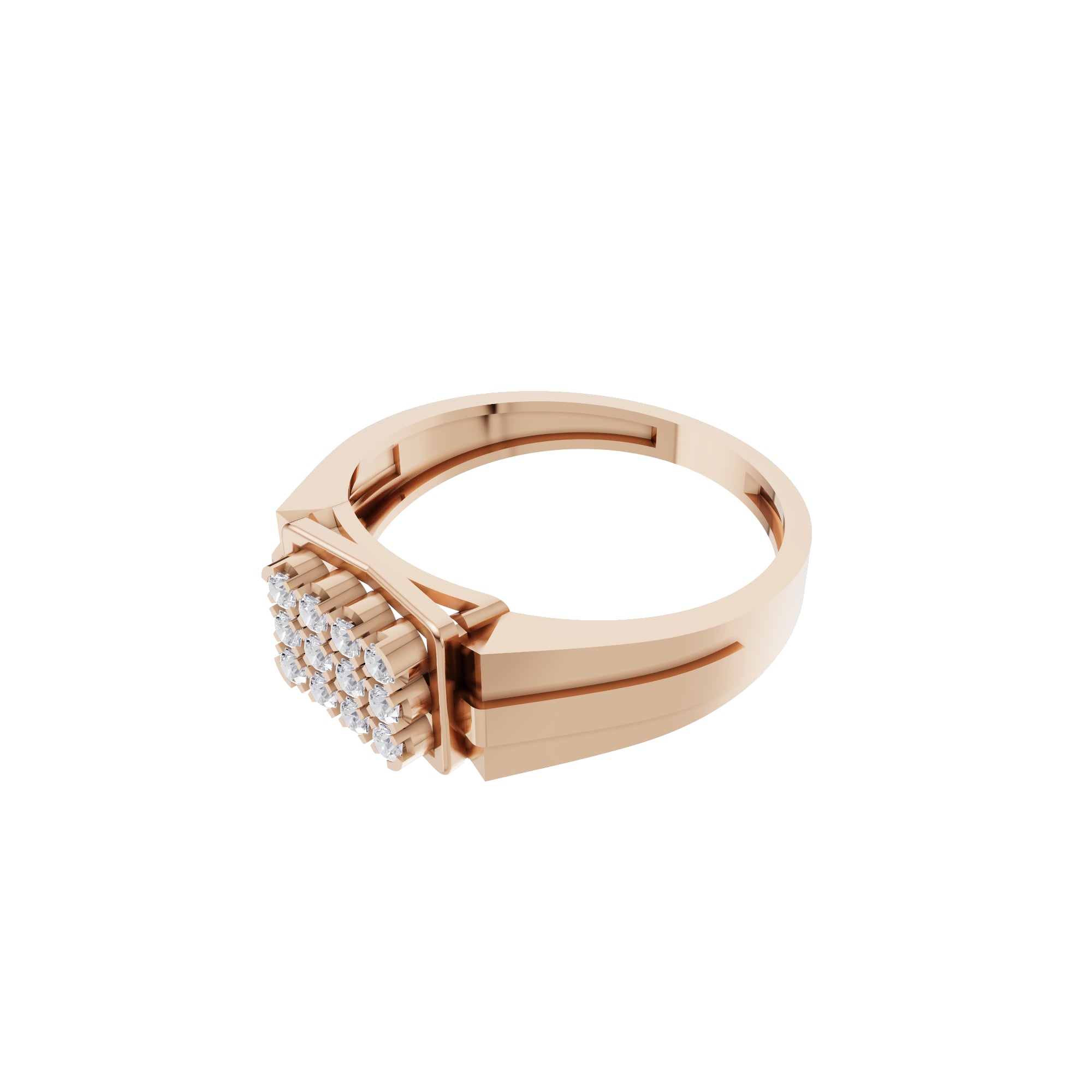 Aarinya Geometric Diamond Signet Ring, The Sovereign Pave Grid Men's Diamond Ring