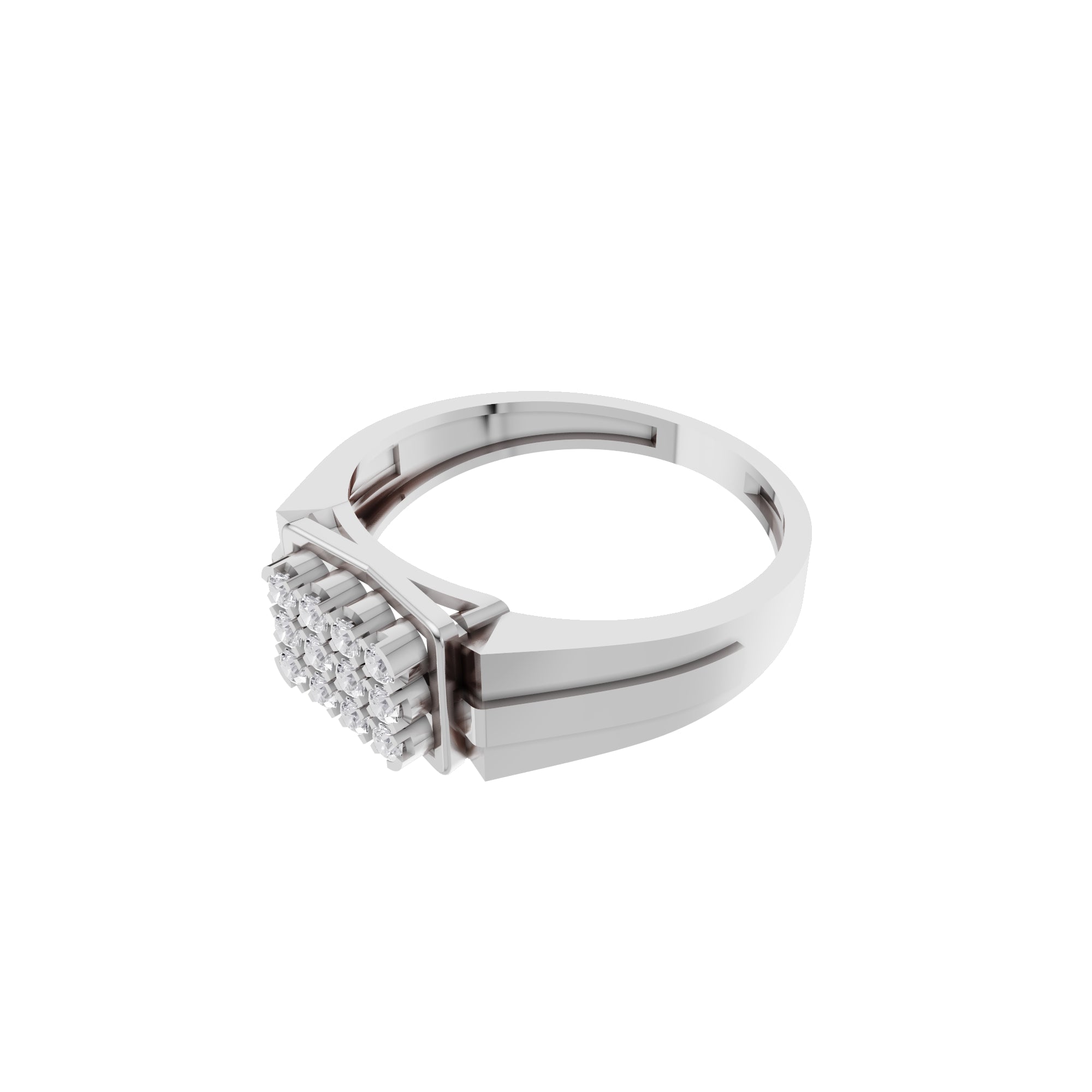 Aarinya Geometric Diamond Signet Ring, The Sovereign Pave Grid Men's Diamond Ring
