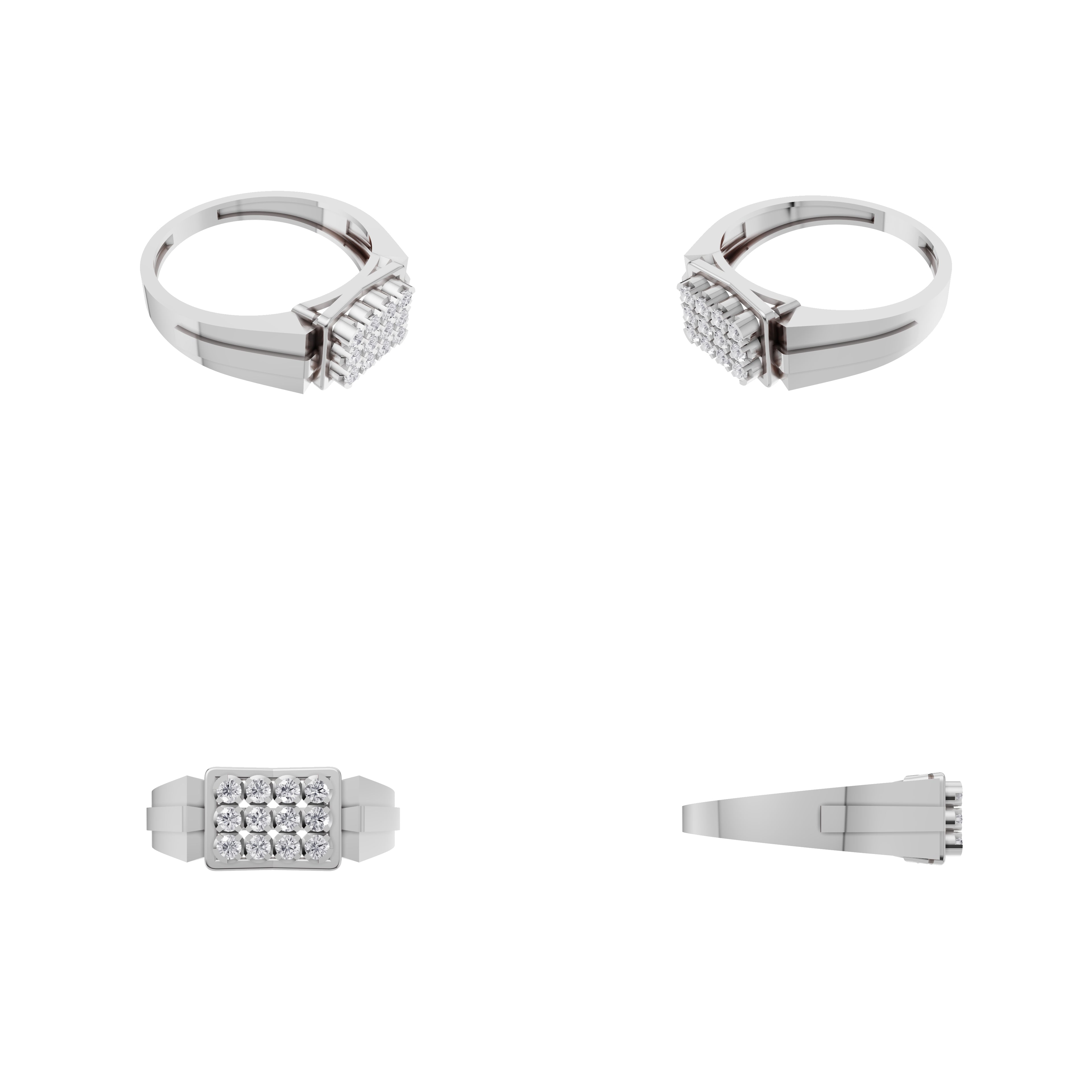 Aarinya Geometric Diamond Signet Ring, The Sovereign Pave Grid Men's Diamond Ring