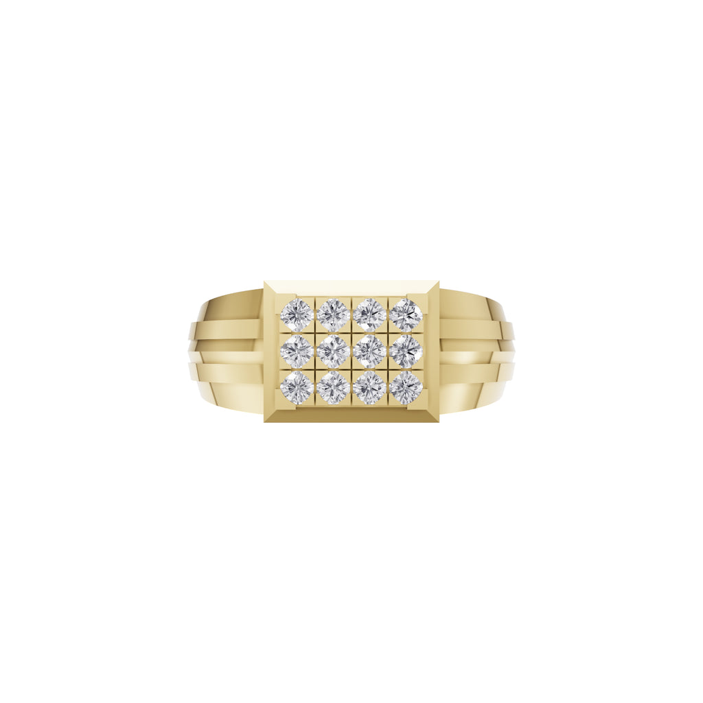 Aarinya Beveled Matrix Lab Grown Diamond Signet Ring, The Imperial Lab grown diamond Cluster Ring