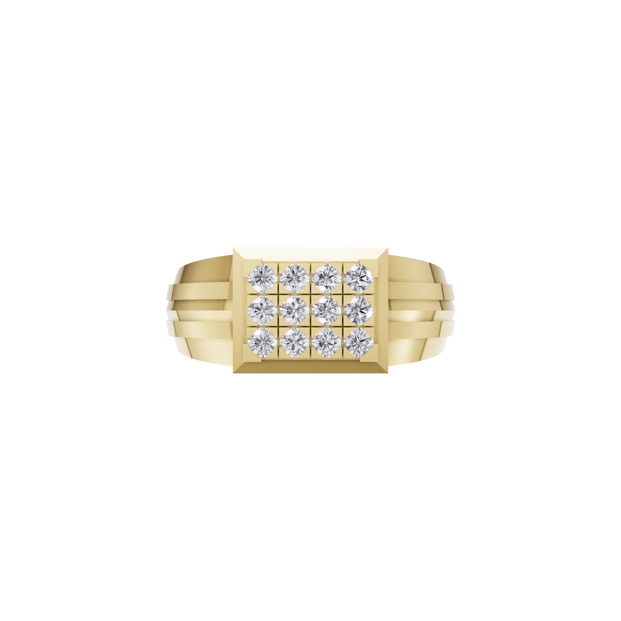 Aarinya Beveled Matrix Lab Grown Diamond Signet Ring, The Imperial Lab grown diamond Cluster Ring